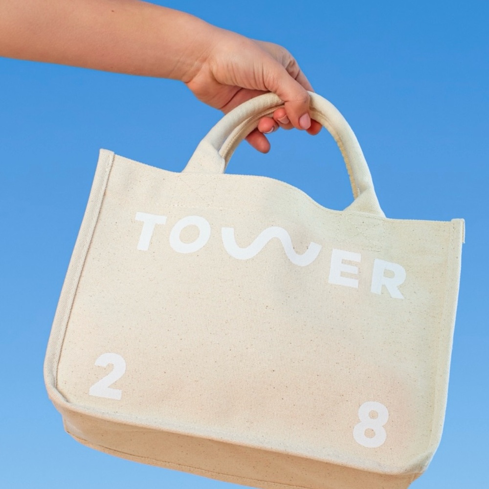 NEW Tower 28 Beige Canvas Tote Bag + mini lip gloss - Picture 3 of 8